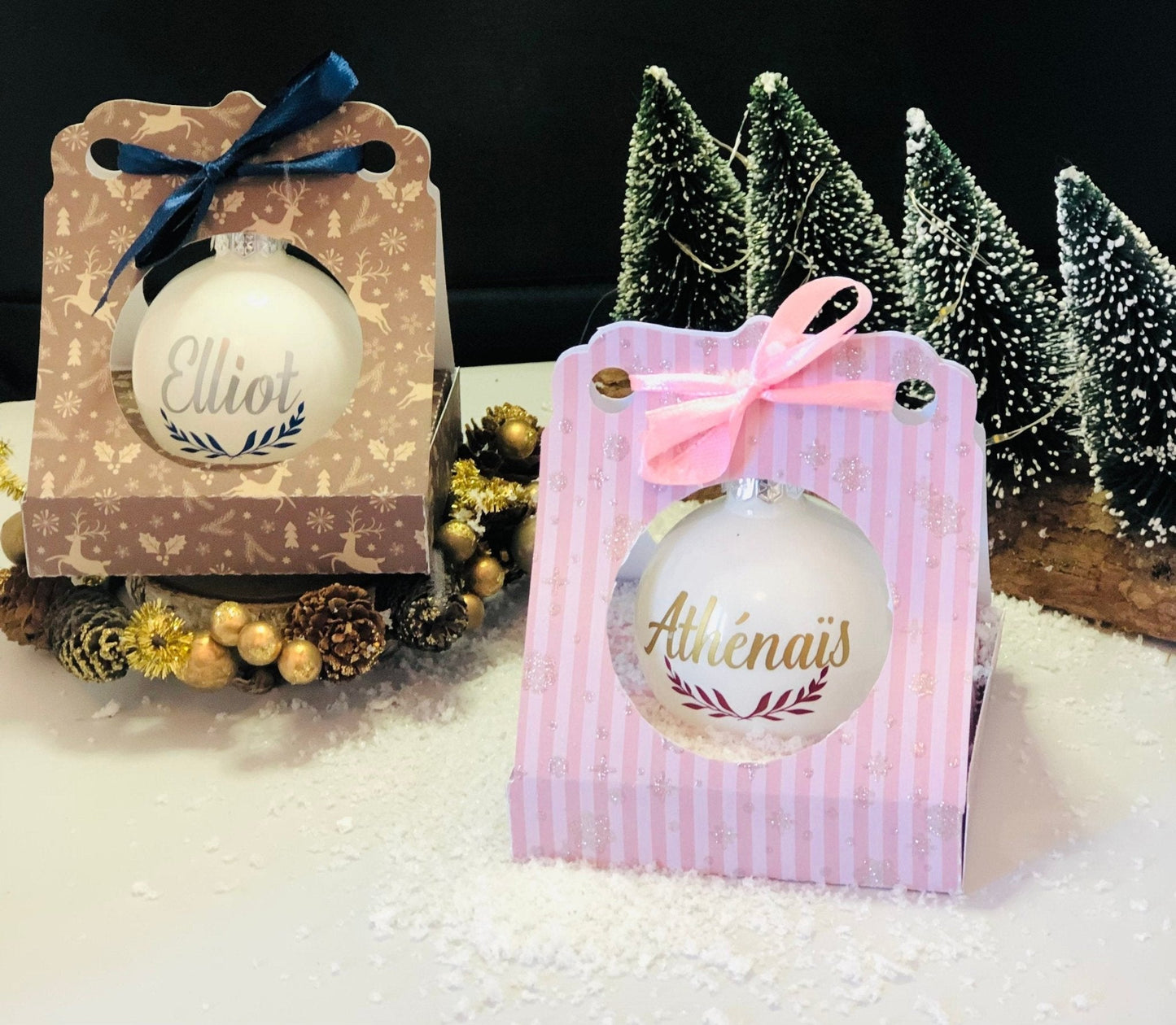 Boule de Noël personnalisée et son coffret cadeau personnalisé fait main - LaBoxaMalice