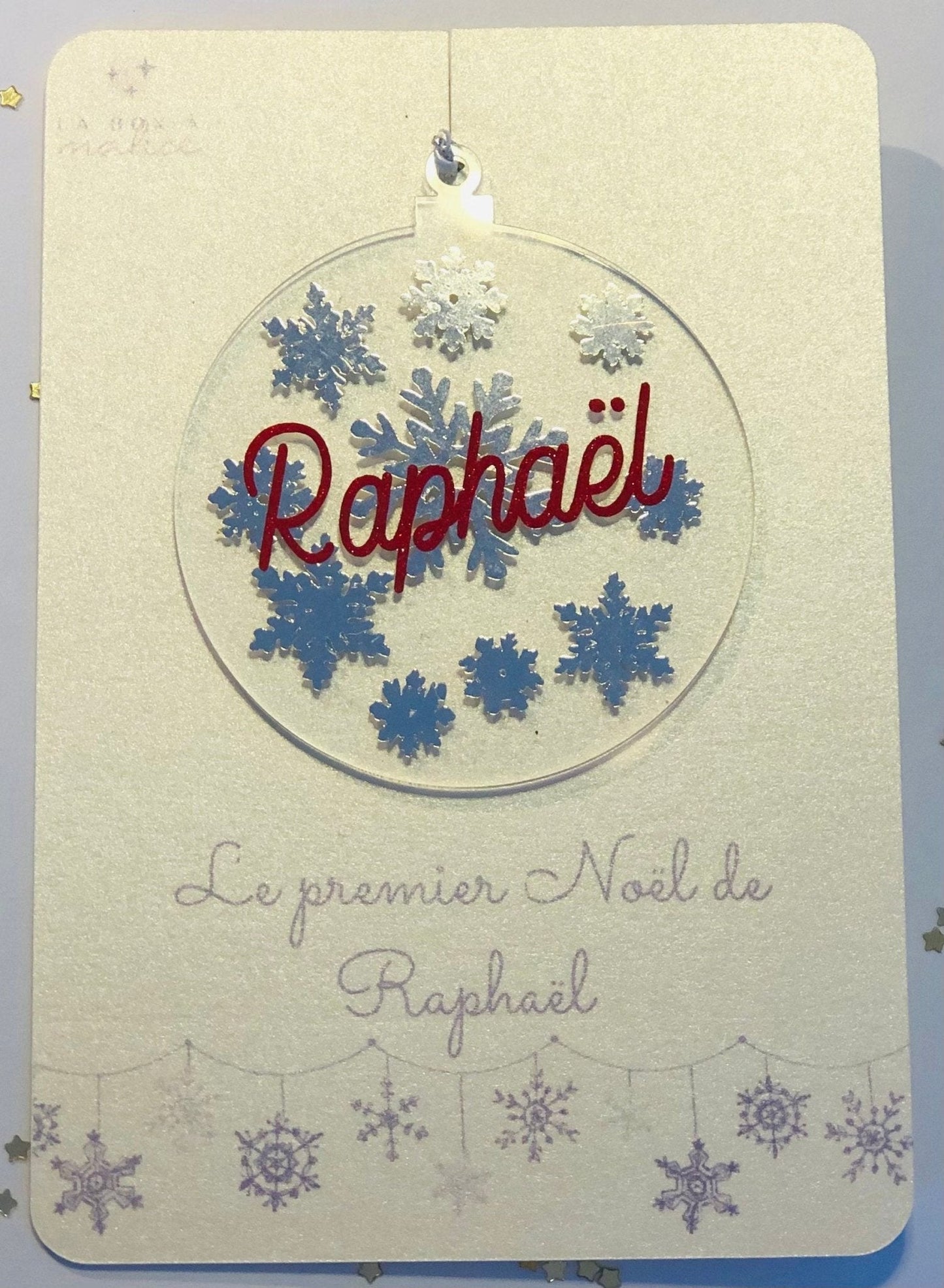 Boule de Noël Ronde Plate en Plexiglass Flocon de Neige - LaBoxaMalice