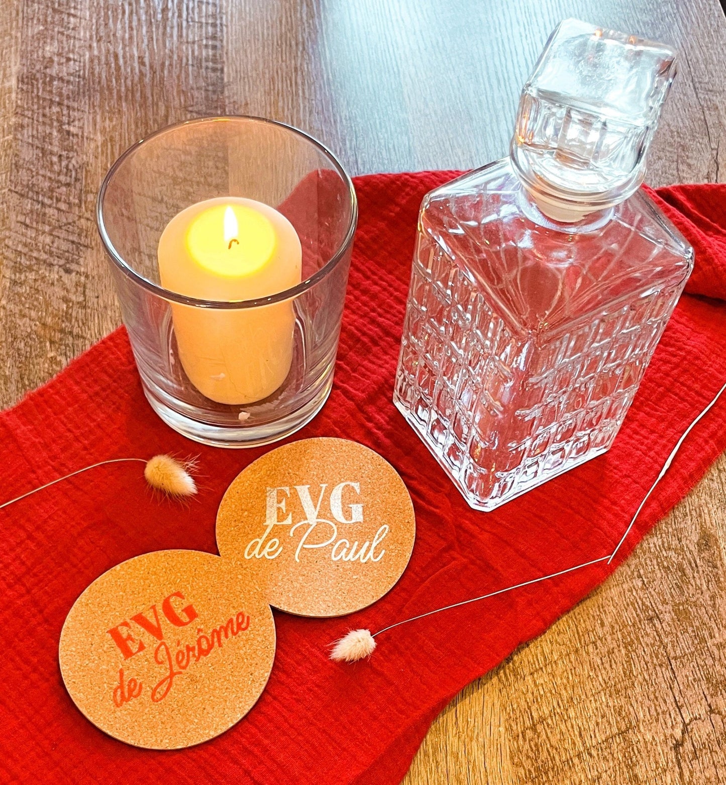 Sous - verre antidérapants en liège personnalisé pour EVG, souvenirs EVG - LaBoxaMalice