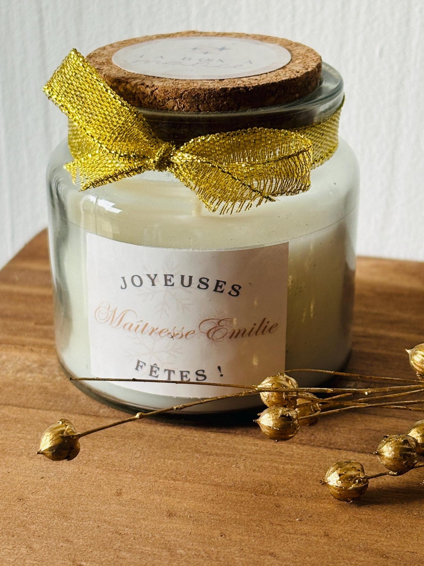 Bougie de Noël Personnalisée – Cadeau pour Maîtresse, Nounou, ATSEM et Plus ! - LaBoxaMalice