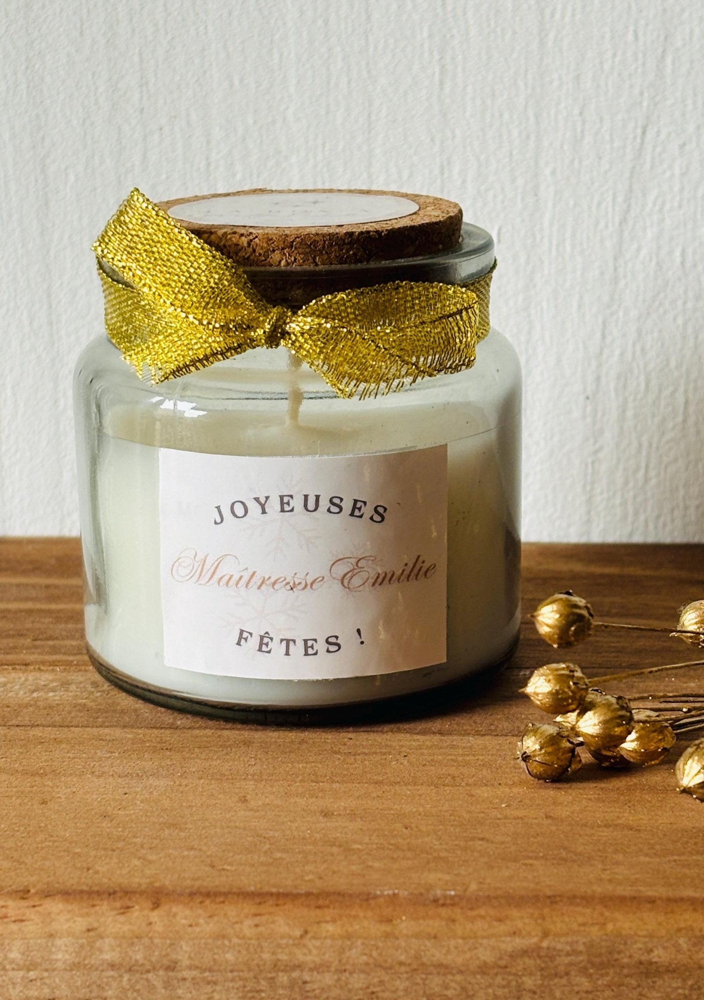 Bougie de Noël Personnalisée – Cadeau pour Maîtresse, Nounou, ATSEM et Plus ! - LaBoxaMalice