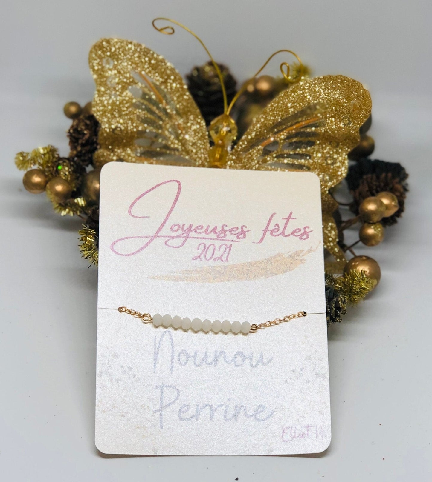 Carte personnalisée et bracelet pour les fêtes de fin d'année à offrir maitresse, nounou, atsem, AVS - LaBoxaMalice