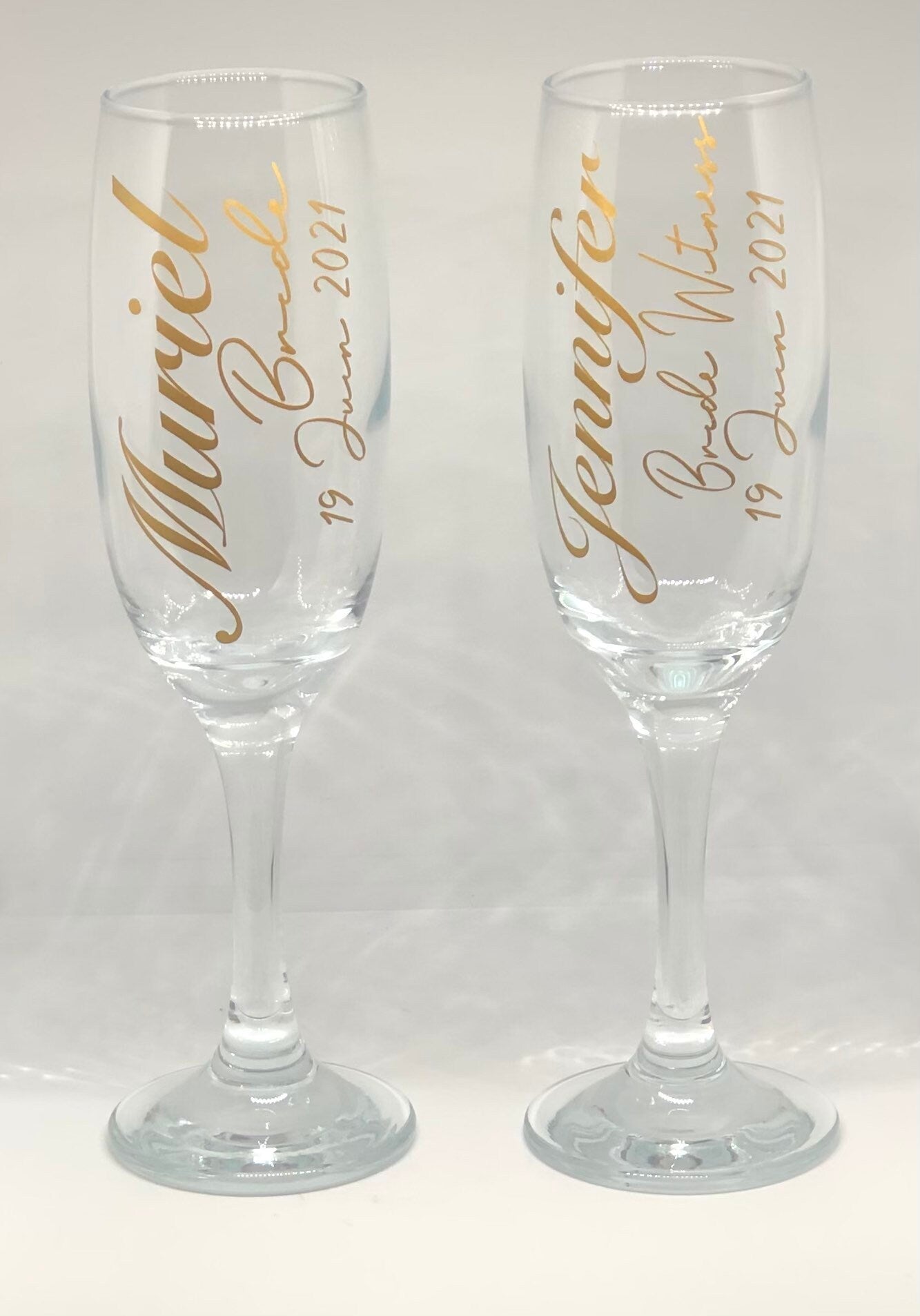Personalized glass champagne glass for your events