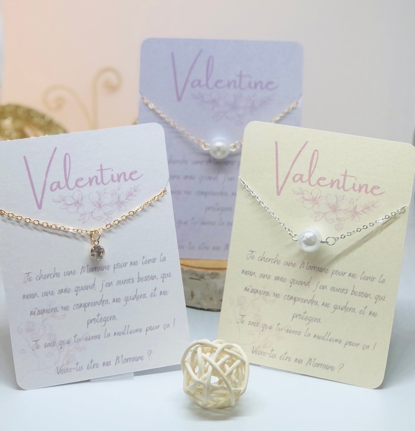 Necklace and personalized card for godmother request